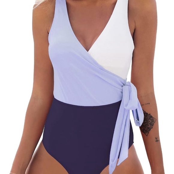 Women’s XXL Wrap Color Block Tie Side Bathing Suit CUPSHE One Piece Swimsuit - Picture 4 of 5